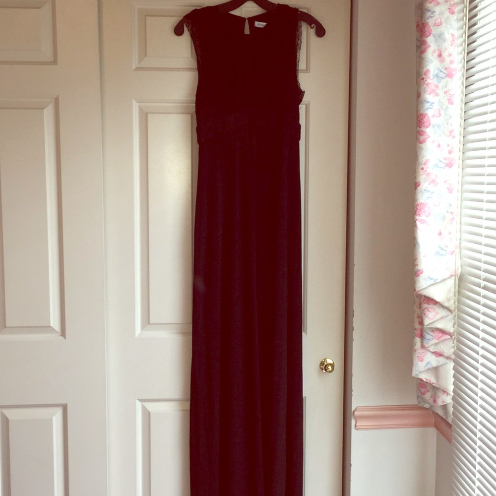 BCBG floor length formal dress with lace detail